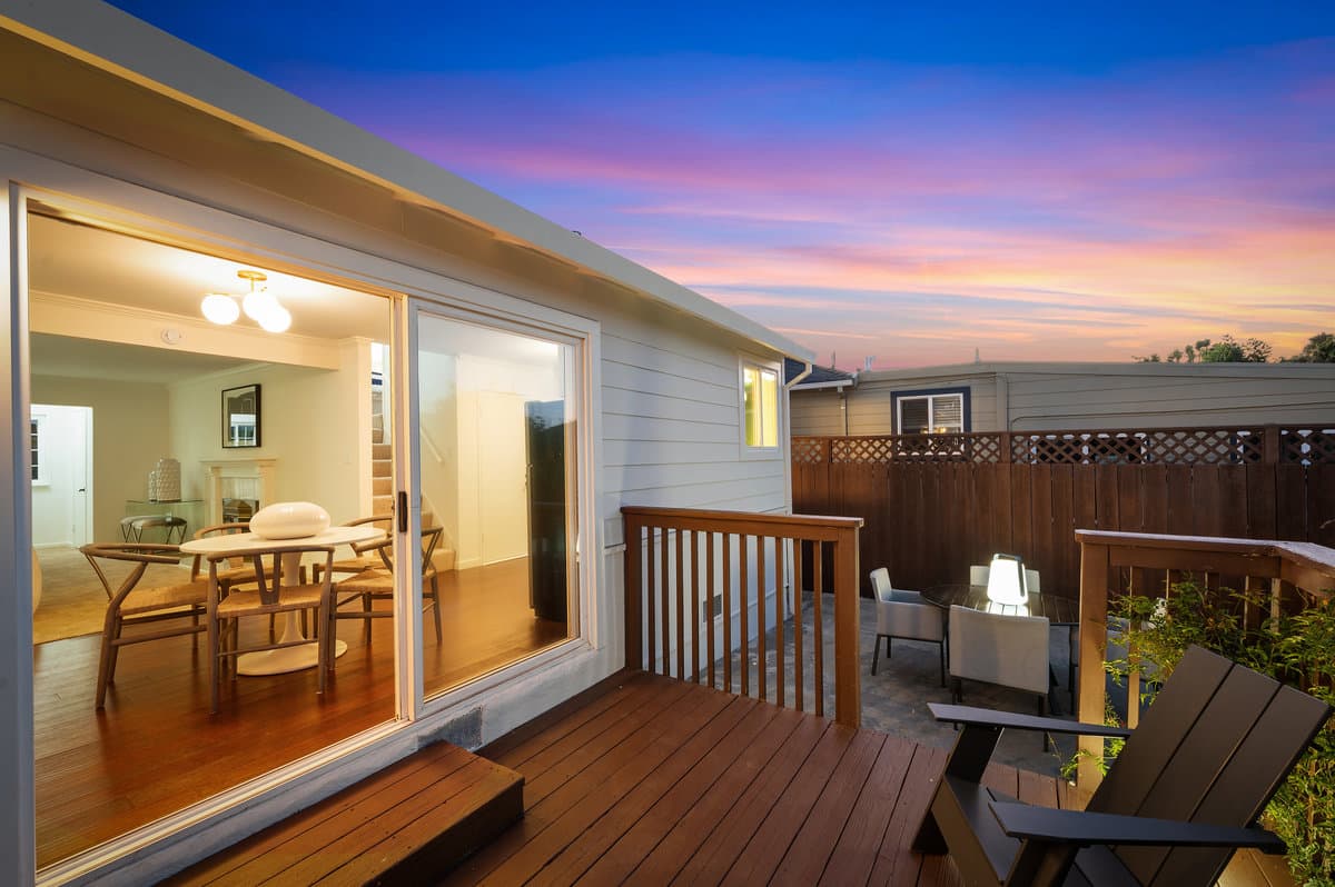 Deck and exterior painting at sunset
