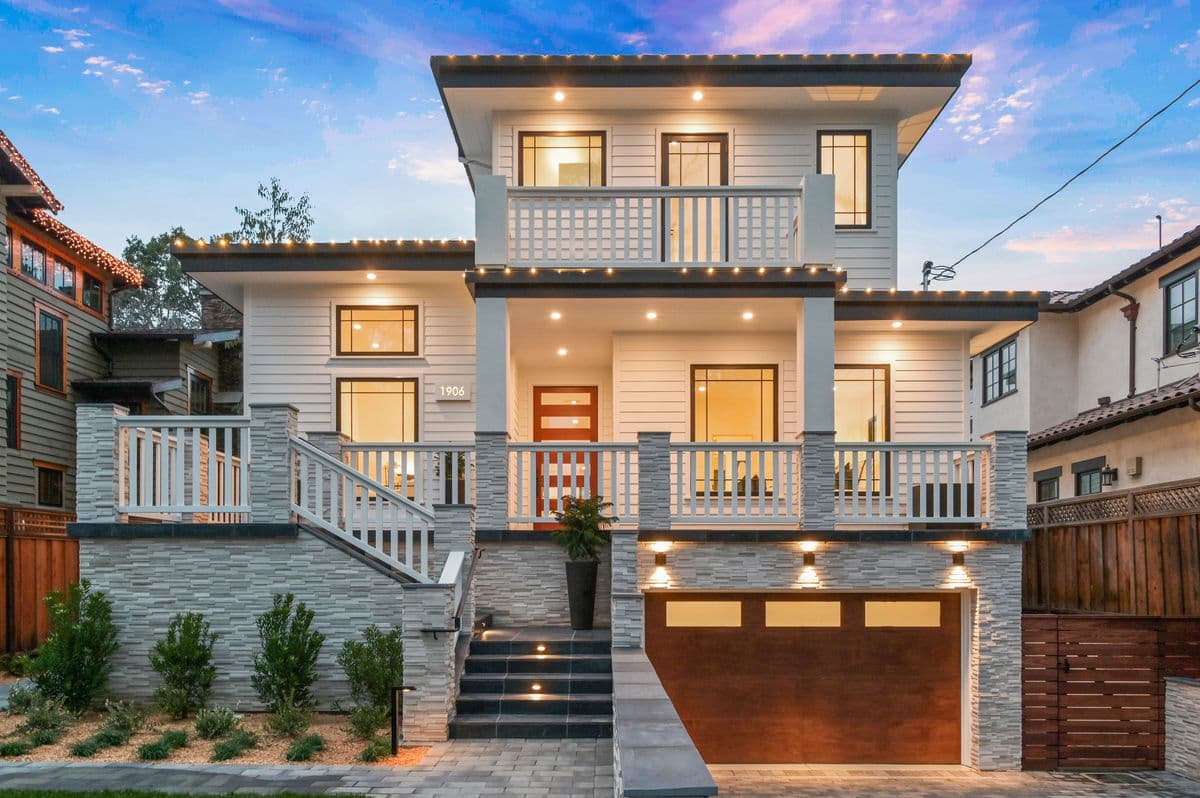 Three-story home exterior painting